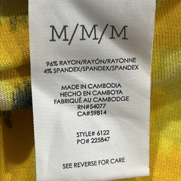 Cabi Atomic Sweatshirt M Yellow Black Tie Dye Top Soft Stretch Boho Casual - Picture 7 of 7